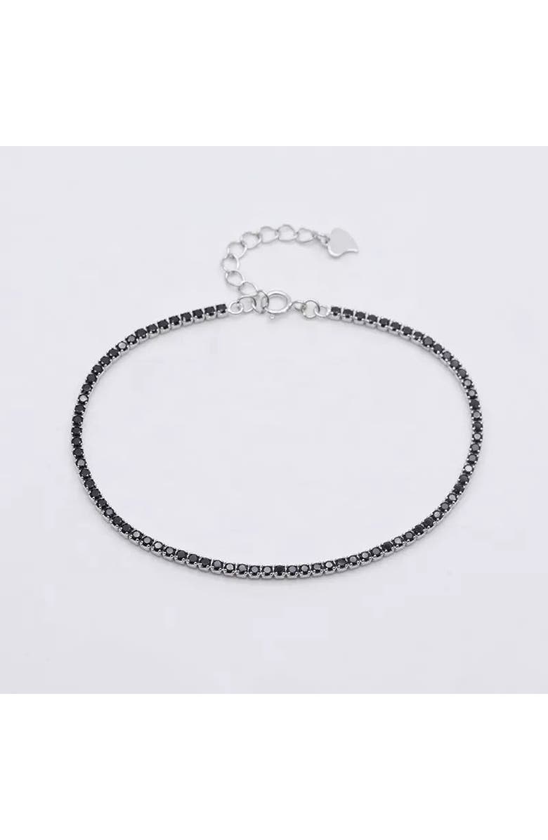 Spero London Sterling Silver Mini Black Tennis Bracelet, Alternate, color, Silver