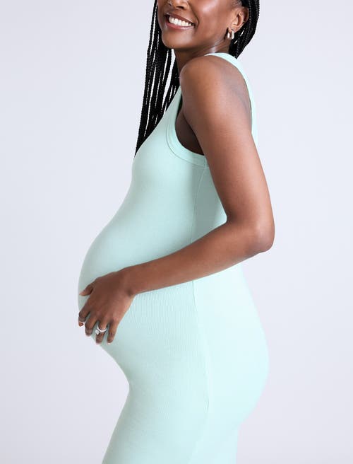 Motherhood Maternity Crew Neck Sleeveless Racerback Maternity Midi Dress In Blue