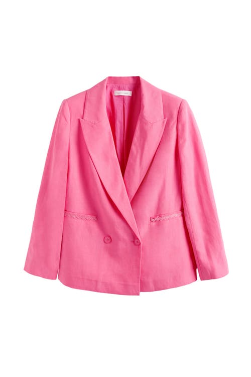 Shop Chinti & Parker Linen Blend Blazer In Camellia Rose
