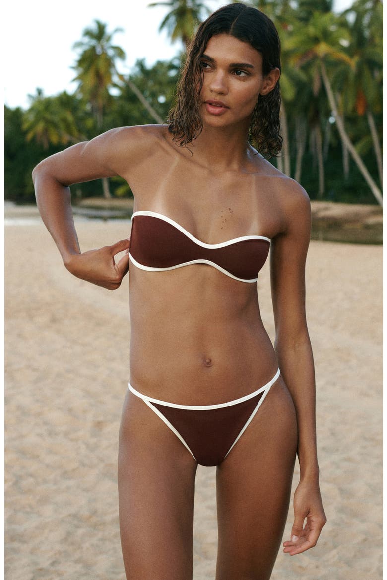 Contrast Binding Bikini Bottoms, Alternate, color, BROWN