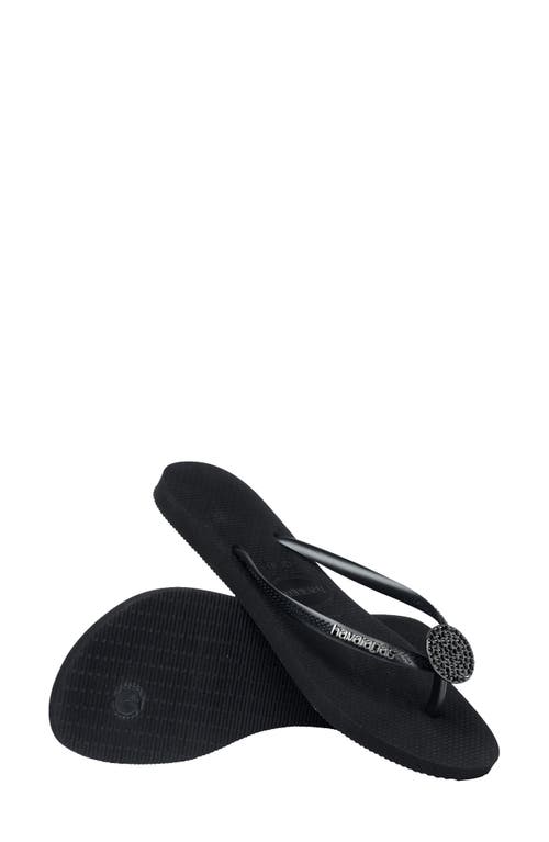 Havaianas Slim Crystal Flip Flop In Black