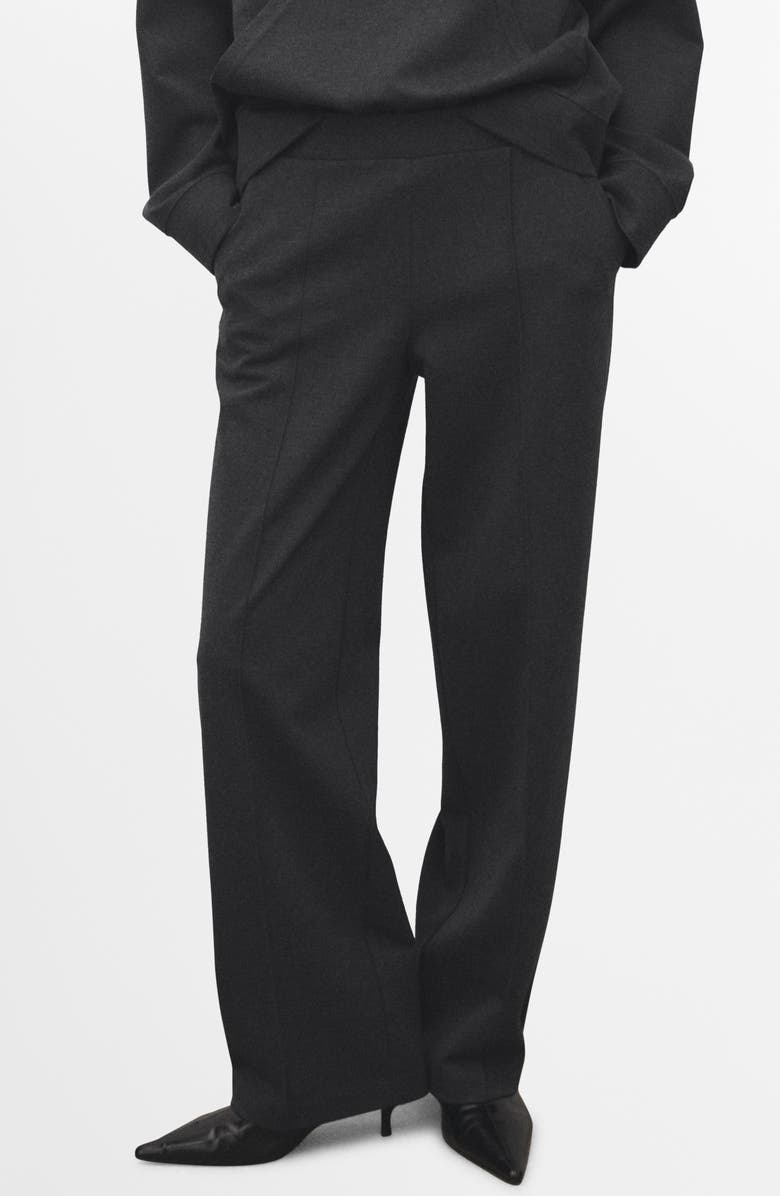 MANGO Flecked Knit Pants, Main, color, Medium Heather Grey