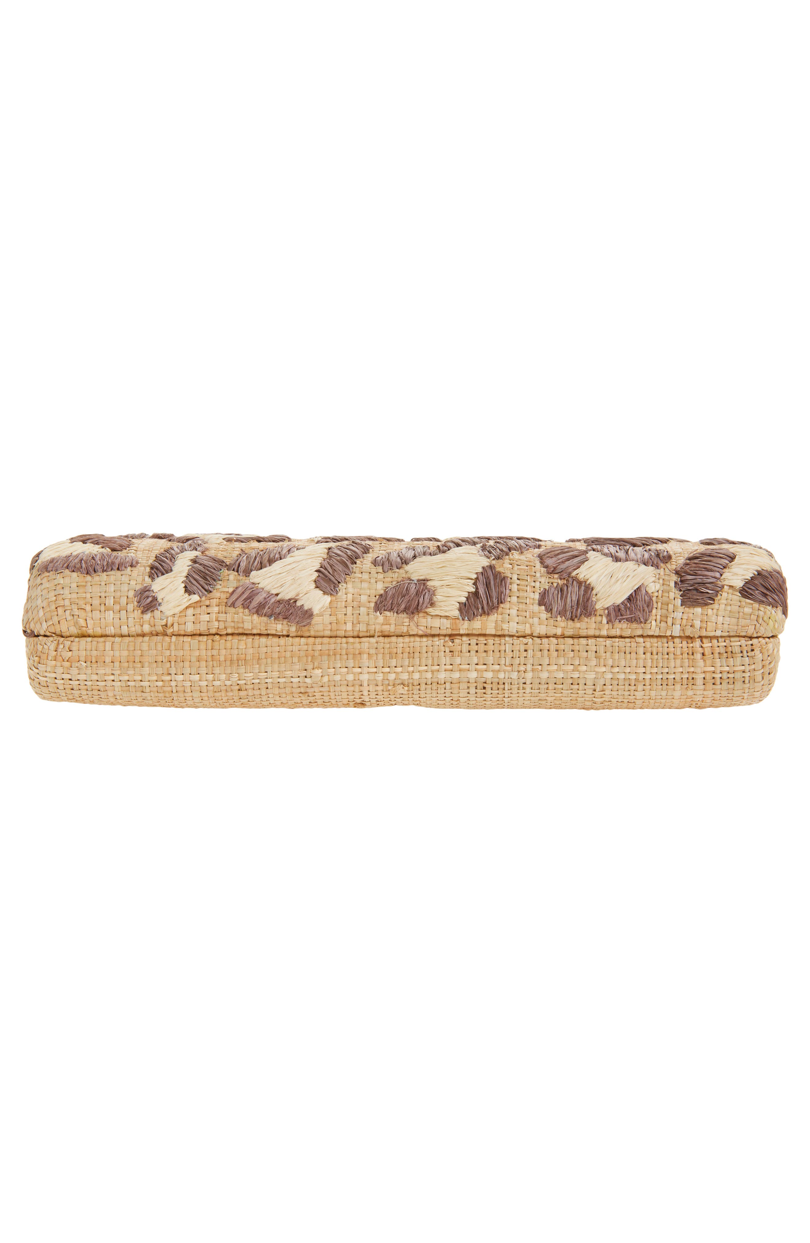 Pamela Munson Spotted Raffia Clutch, Alternate, color, Brown