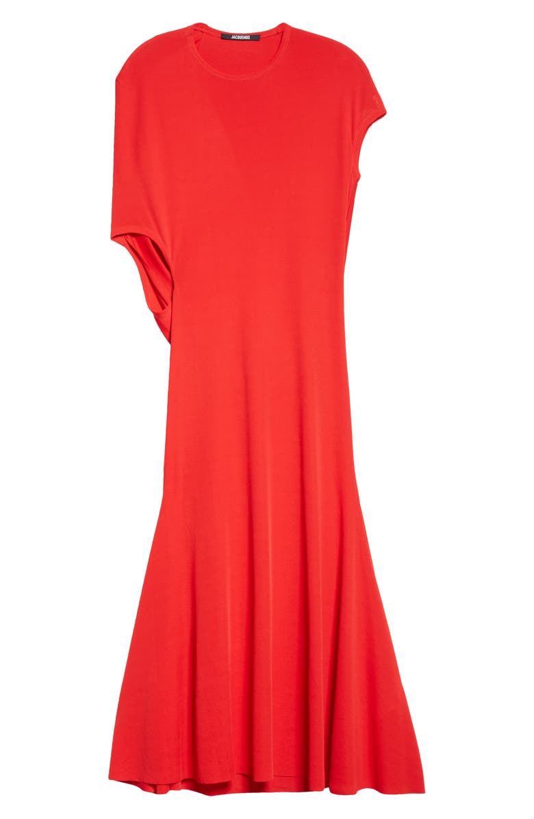 Jacquemus La Robe Salerno Asymmetric Jersey Dress, Alternate, color, Red