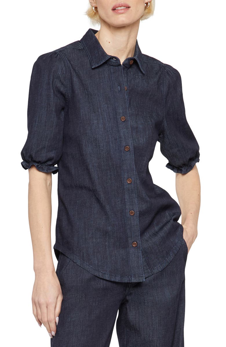 NYDJ Puff Sleeve Denim Blouse, Main, color,