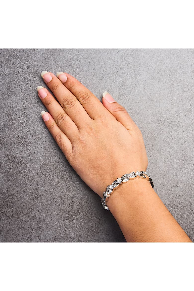 14K White Gold 8 1/5 Cttw Diamond Geometric Twisted Link Bracelet, Alternate, color, White Gold