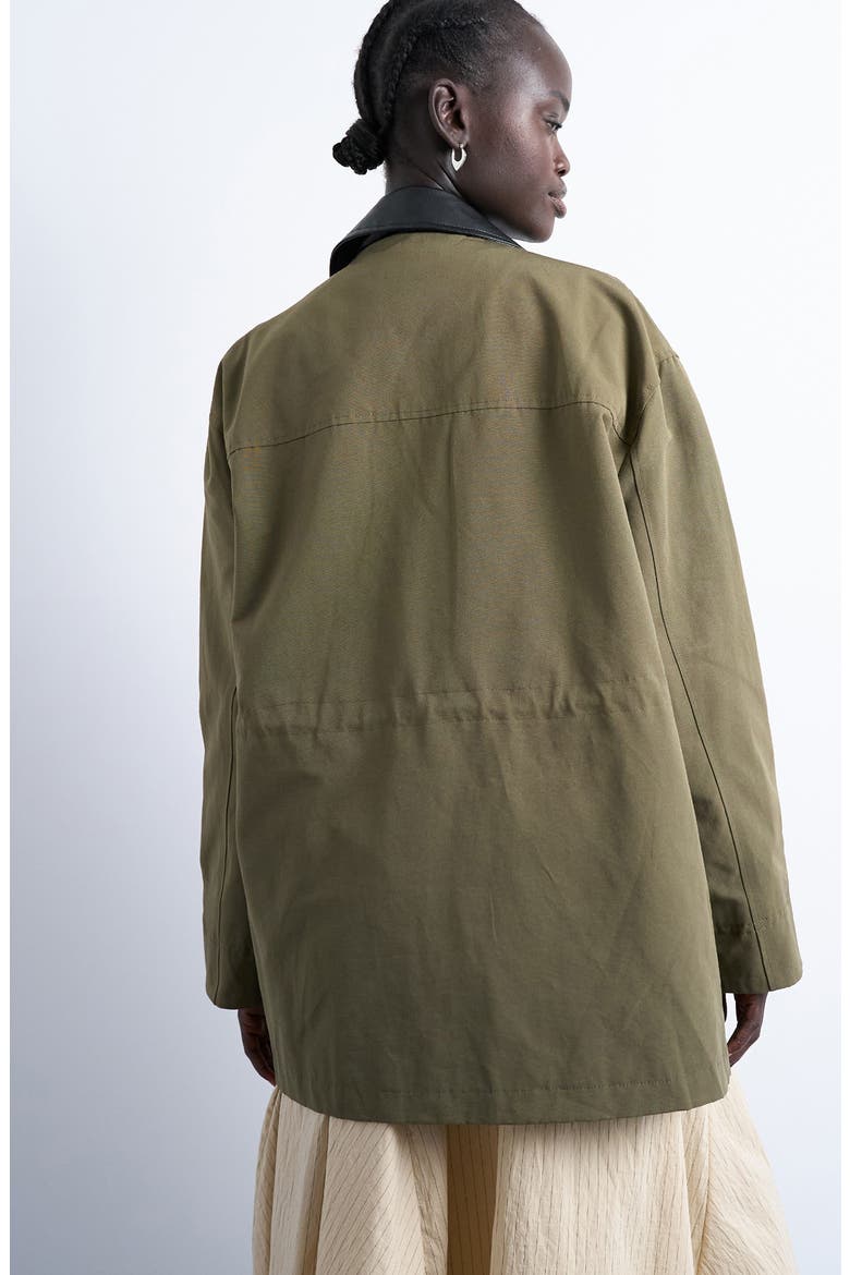 Mixed Media Shacket, Alternate, color, DARK GREEN