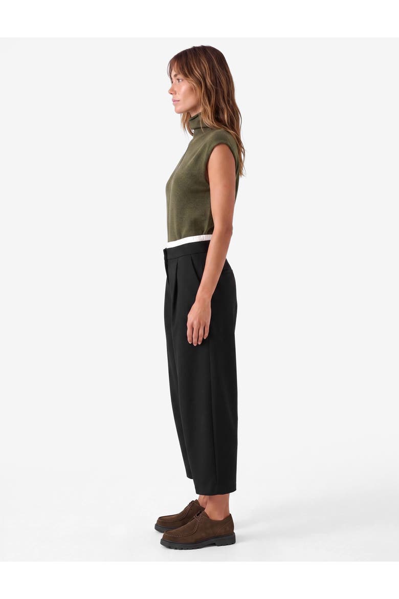 High Rise Pleated Barrel Trousers, Alternate, color, BLACK