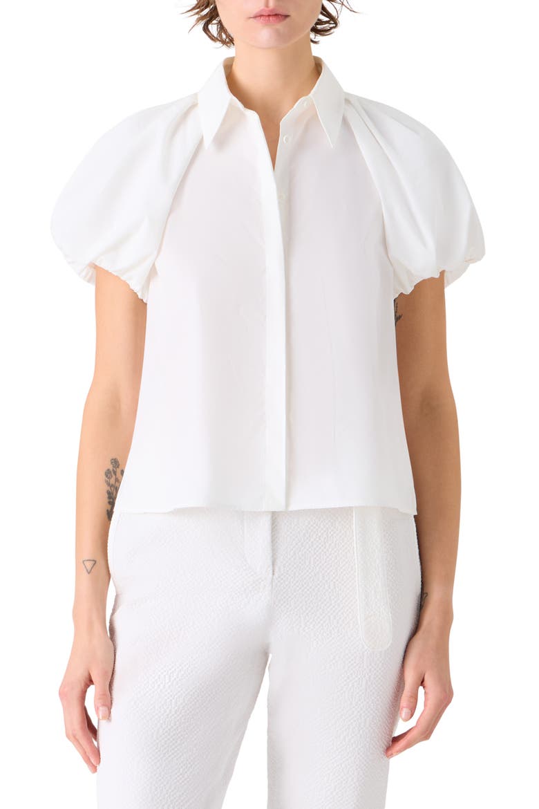 Tech Poplin Short Sleeve Button-Up Shirt, Main, color, CREAM