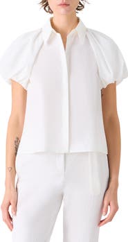 Akris punto Tech Poplin Short Sleeve Button-Up Shirt