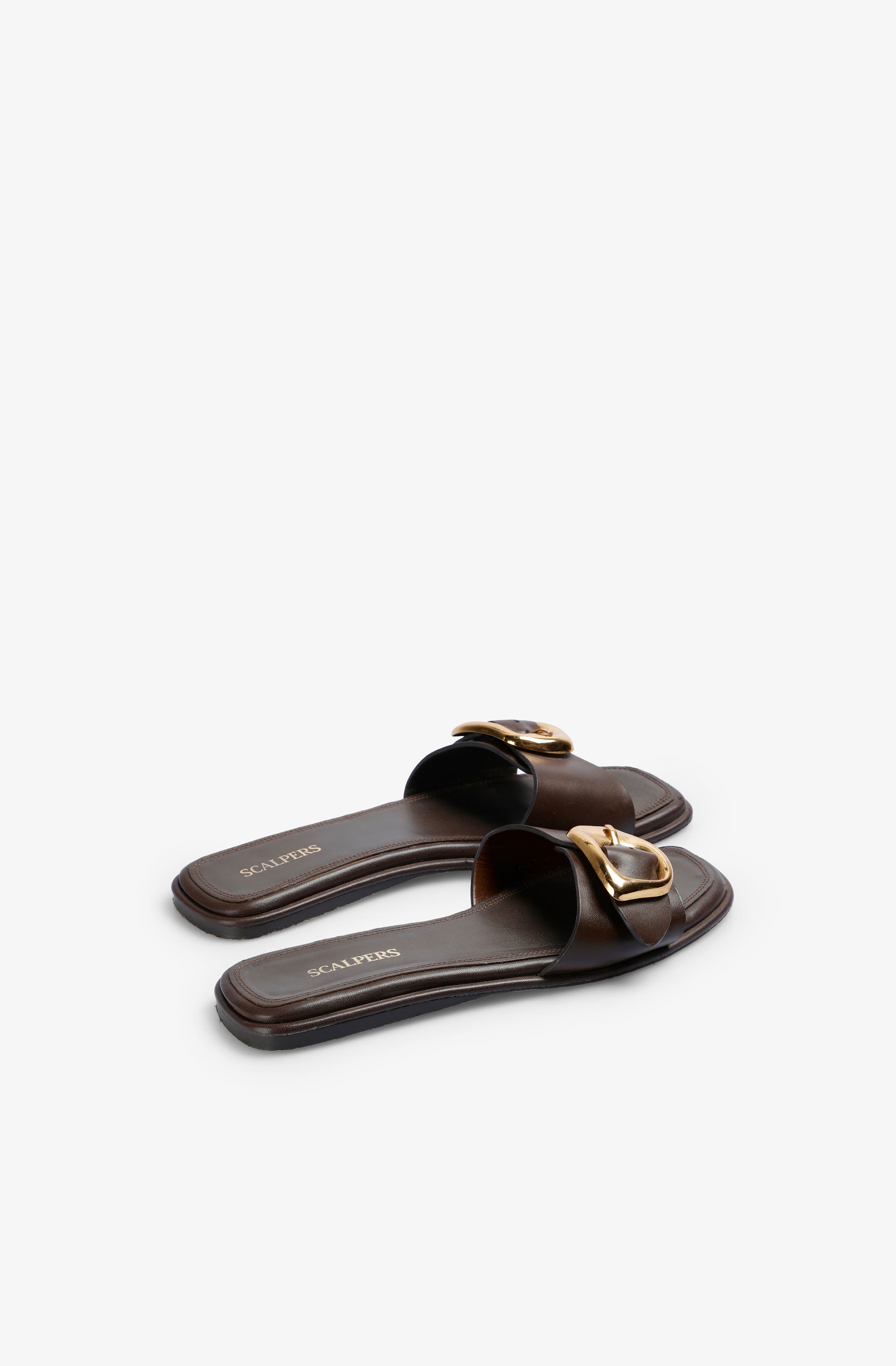 Scalpers Buckle Sandal, Alternate, color, Darkbrown