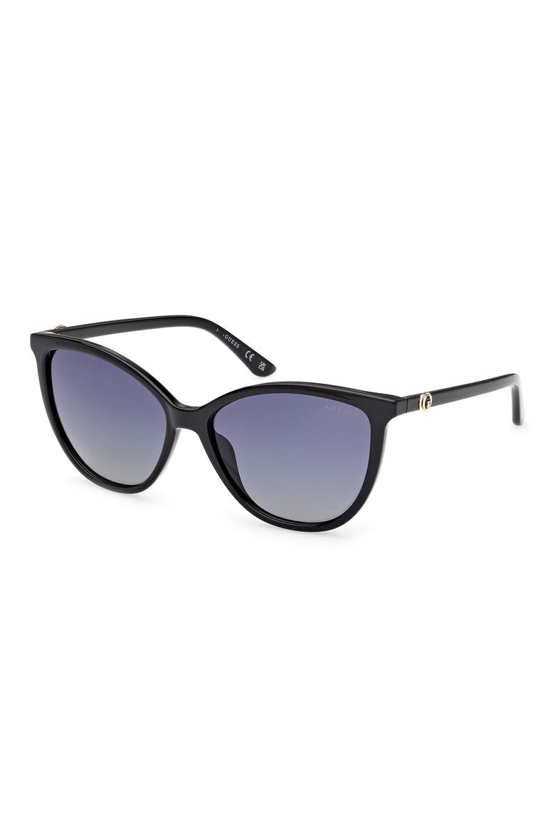 Cat Eye Sunglasses, Alternate, color, SHINY BLACK / SMOKE POLARIZED