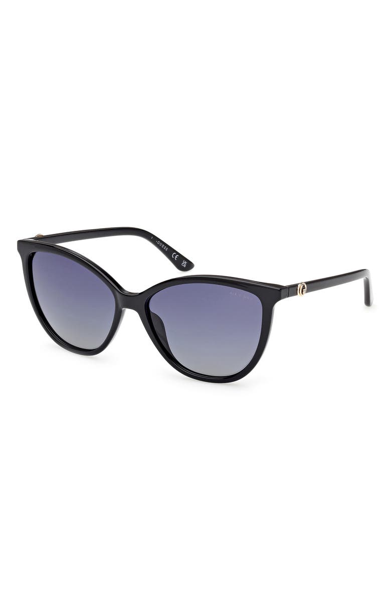 GUESS Cat Eye Sunglasses, Alternate, color, Shiny Black / Smoke Polarized