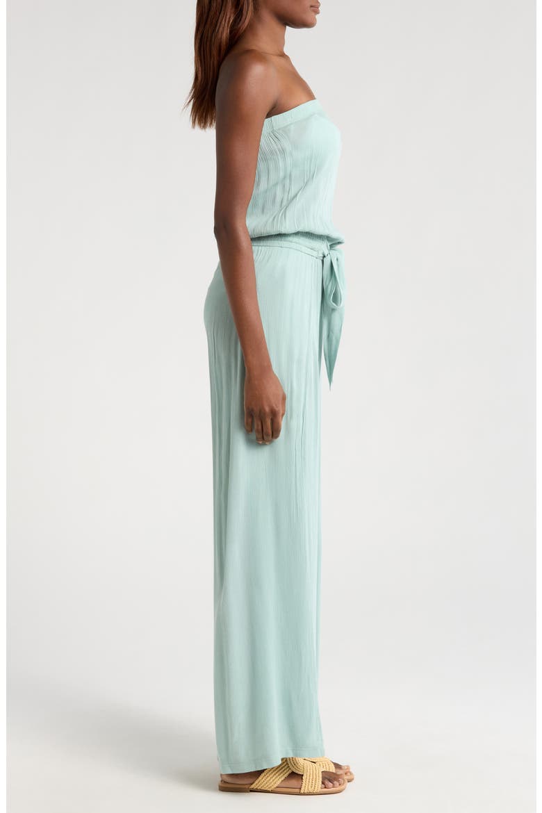 Strapless Cover-Up Jumpsuit, Alternate, color, TEAL LIGHT