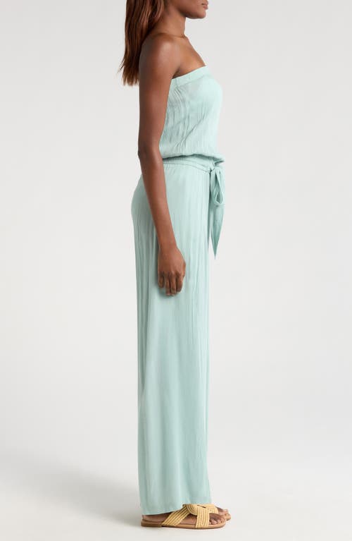 Shop Elan Strapless Cover-up Jumpsuit In Teal Light
