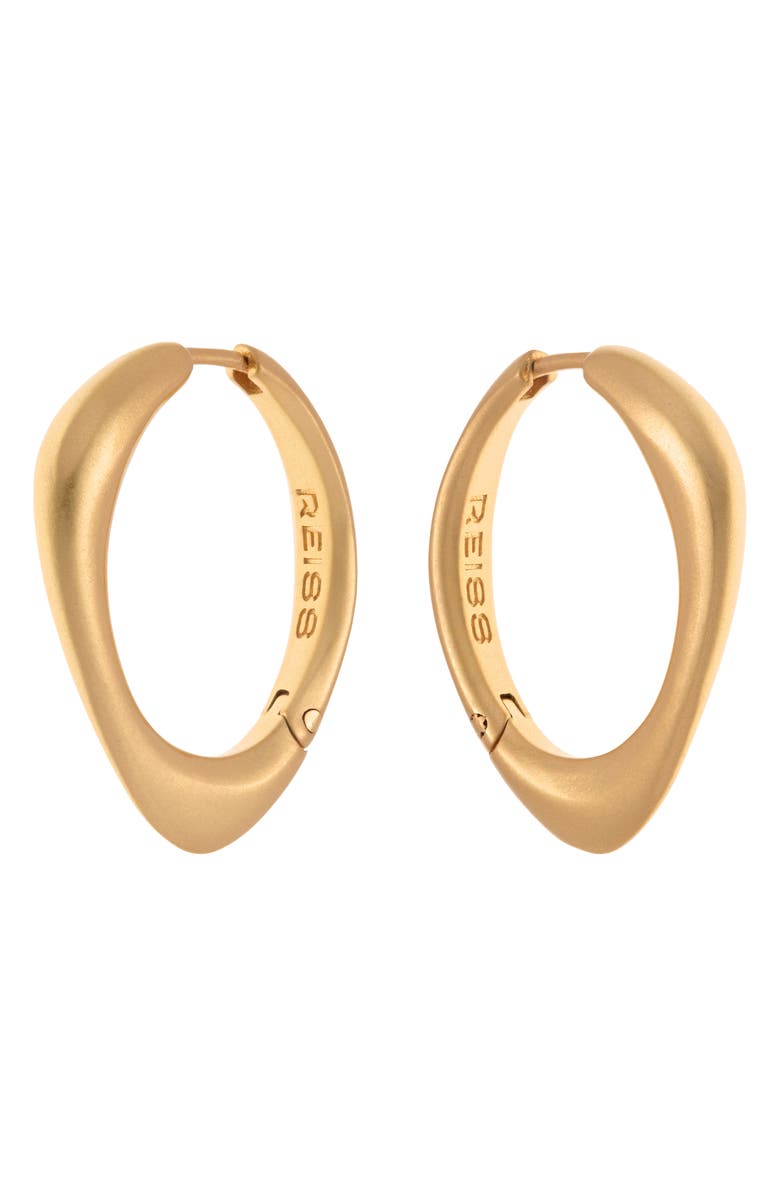 Reiss Sofia Smooth Curve Hoop Earrings, Alternate, color, Gold Tone