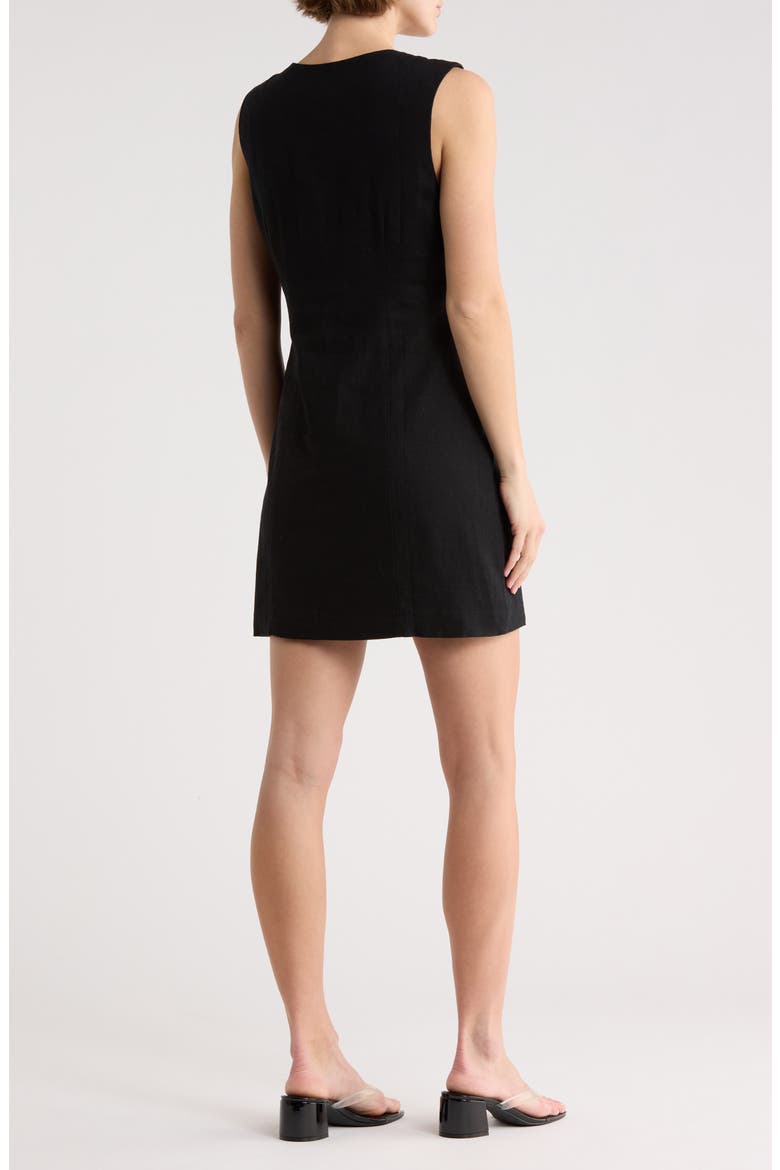 Linen Blend Minidress, Alternate, color, BLACK