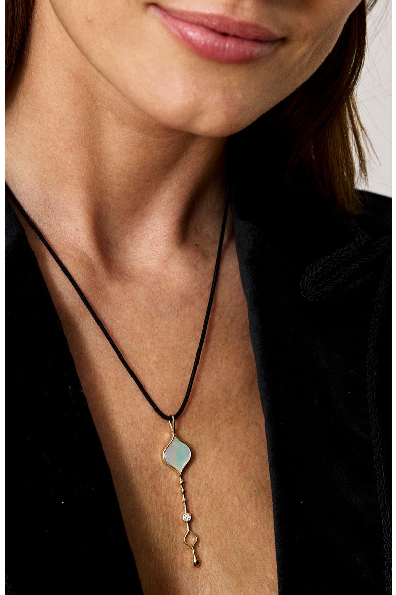 Unity Wand Mother-of-Pearl & Lab Grown Diamond Pendant Necklace, Alternate, color, 18K YELLOW GOLD