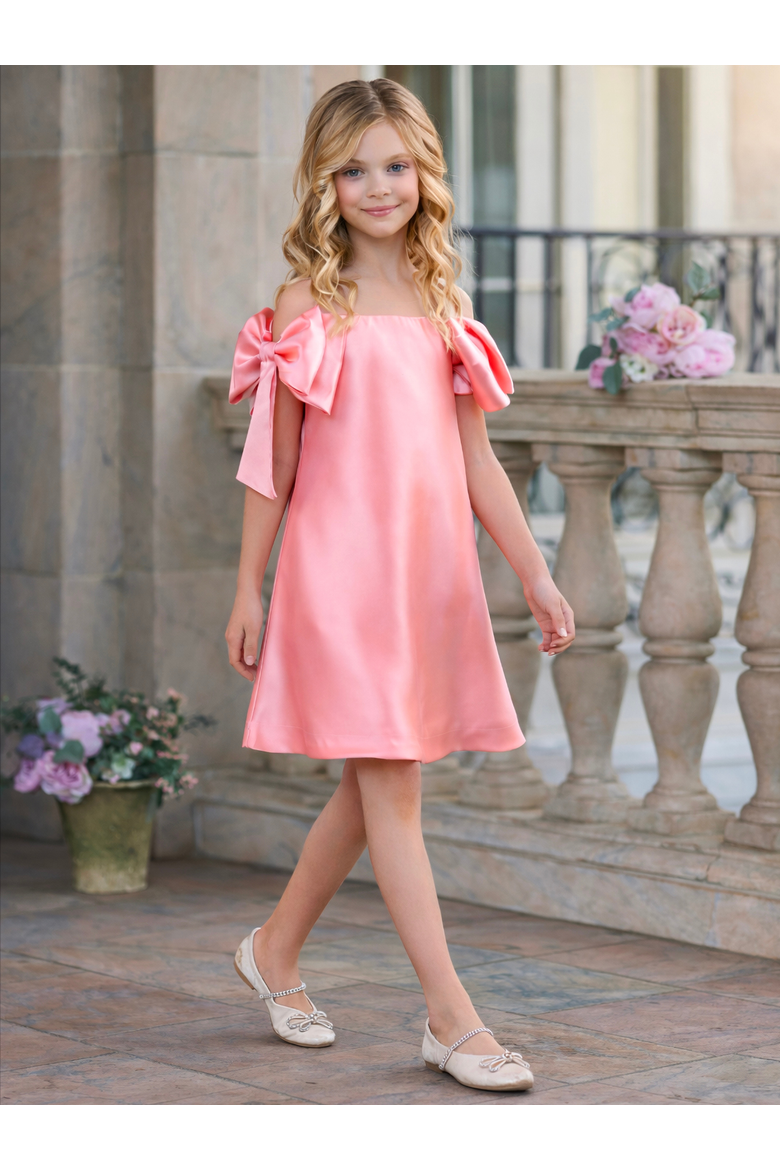 Beautiful Bow Shoulder Party Dress, Alternate, color, Pink