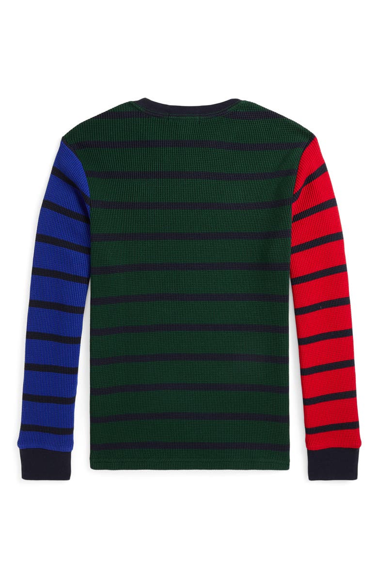 Polo Ralph Lauren Kids' Stripe Waffle Knit Shirt, Alternate, color, 