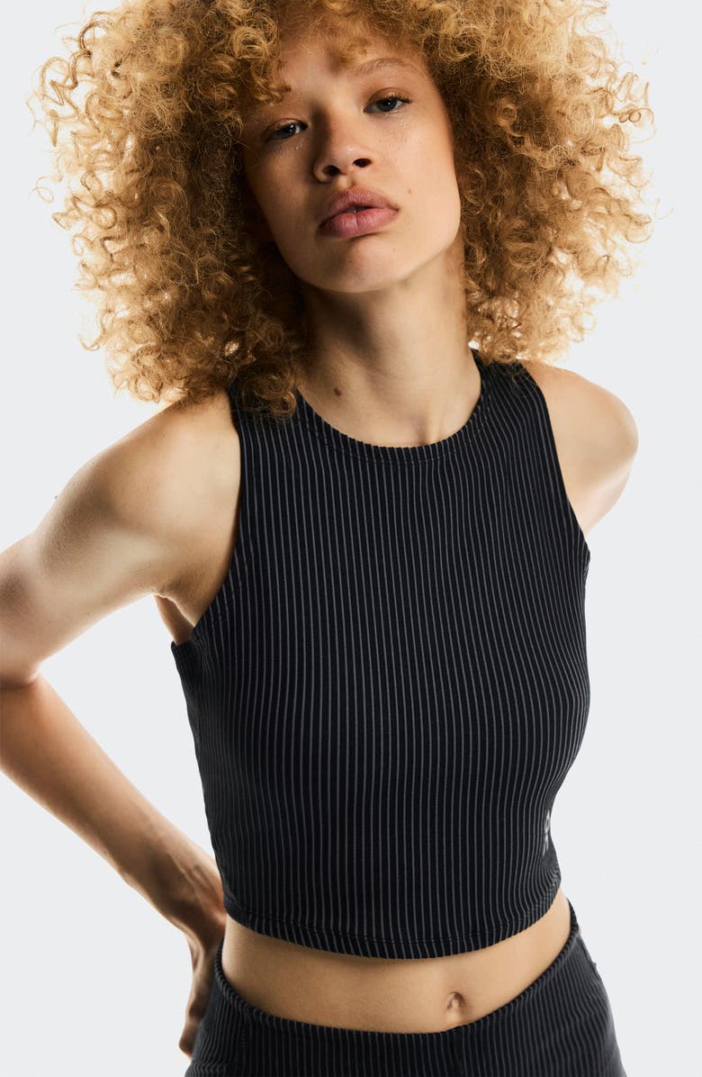 On All-Day Rib Racerback Tank, Alternate, color, Black/ Rock