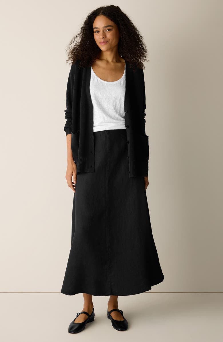 Eileen Fisher A-Line Organic Linen Midi Skirt, Alternate, color,