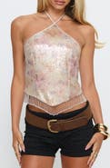 Princess Polly Udelle Sequin Fringe Halter Crop Top