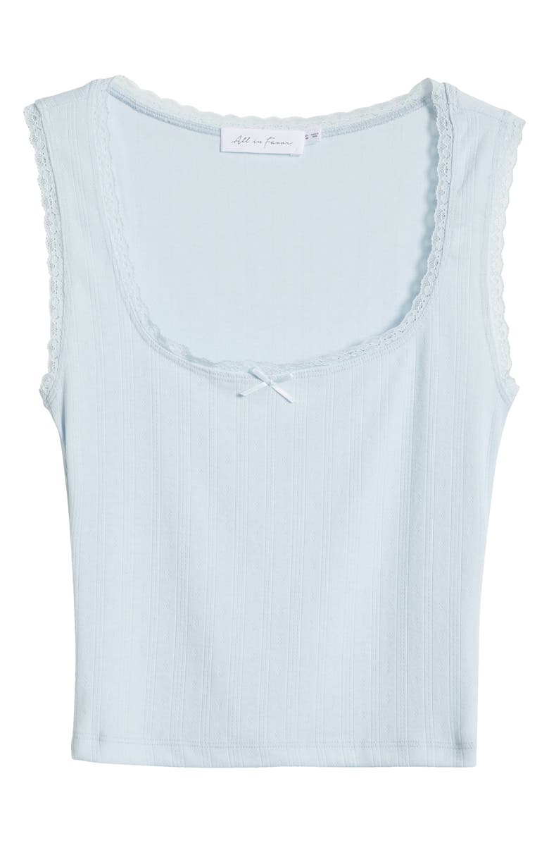 All in Favor Lace Trim Pointelle Crop Tank, Alternate, color, Light Blue