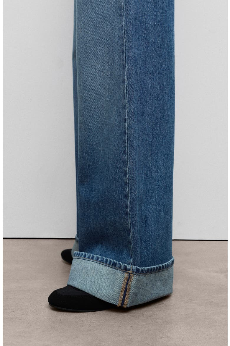 Cuffed Mid Rise Wide Leg Jeans, Alternate, color, OLD BLUE
