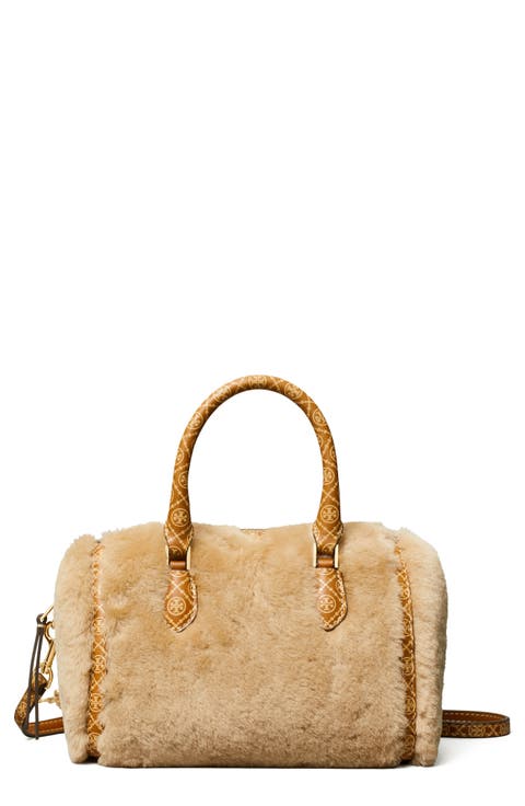 T Monogram Genuine Shearling Petite Barrel Bag