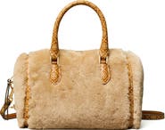 Tory Burch T Monogram Genuine Shearling Petite Barrel Bag