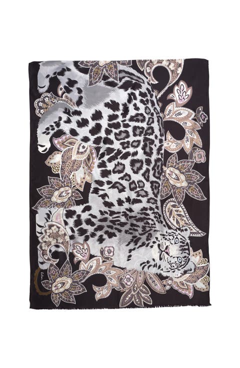 Snow Leopard Silk Wrap