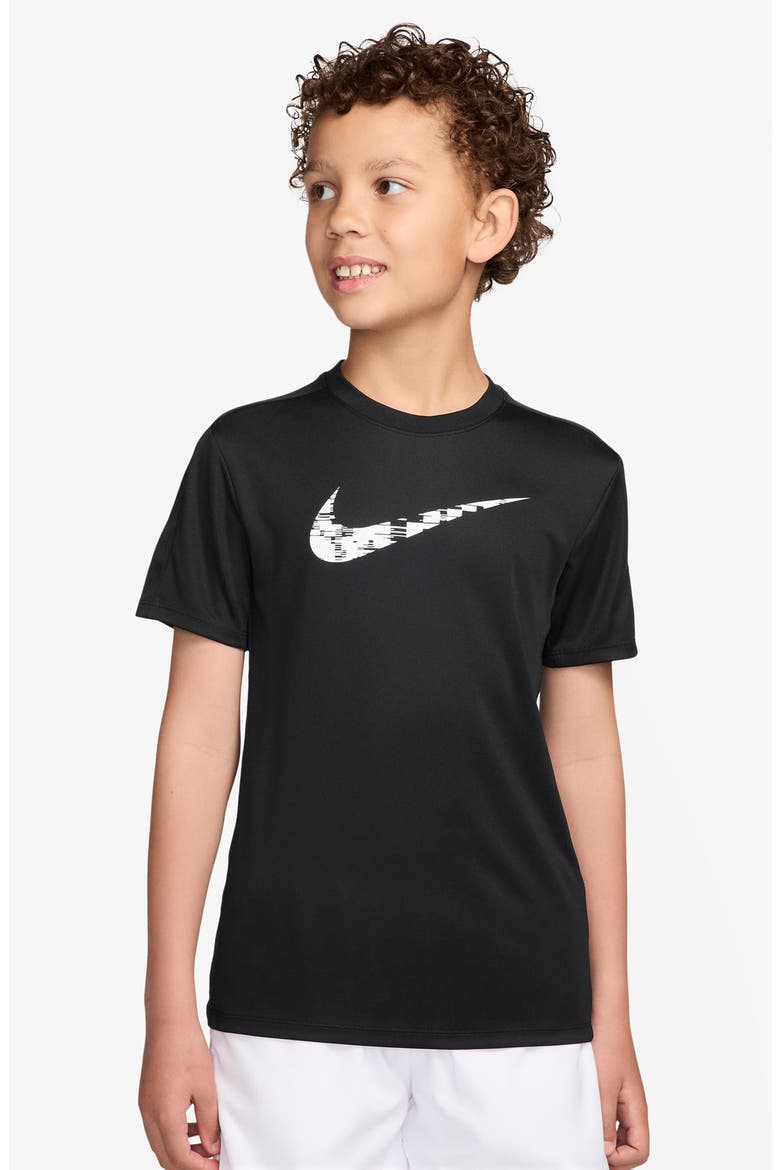 Kids' Dri-FIT Short Sleeve Training Top, Main, color, BLACK/ BLACK/ WHITE