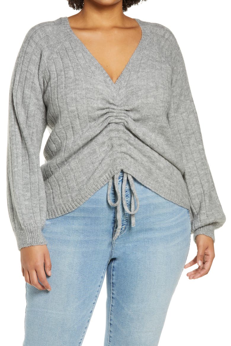 Kaylee V-Neck Sweater, Main, color, GREY MELANGE