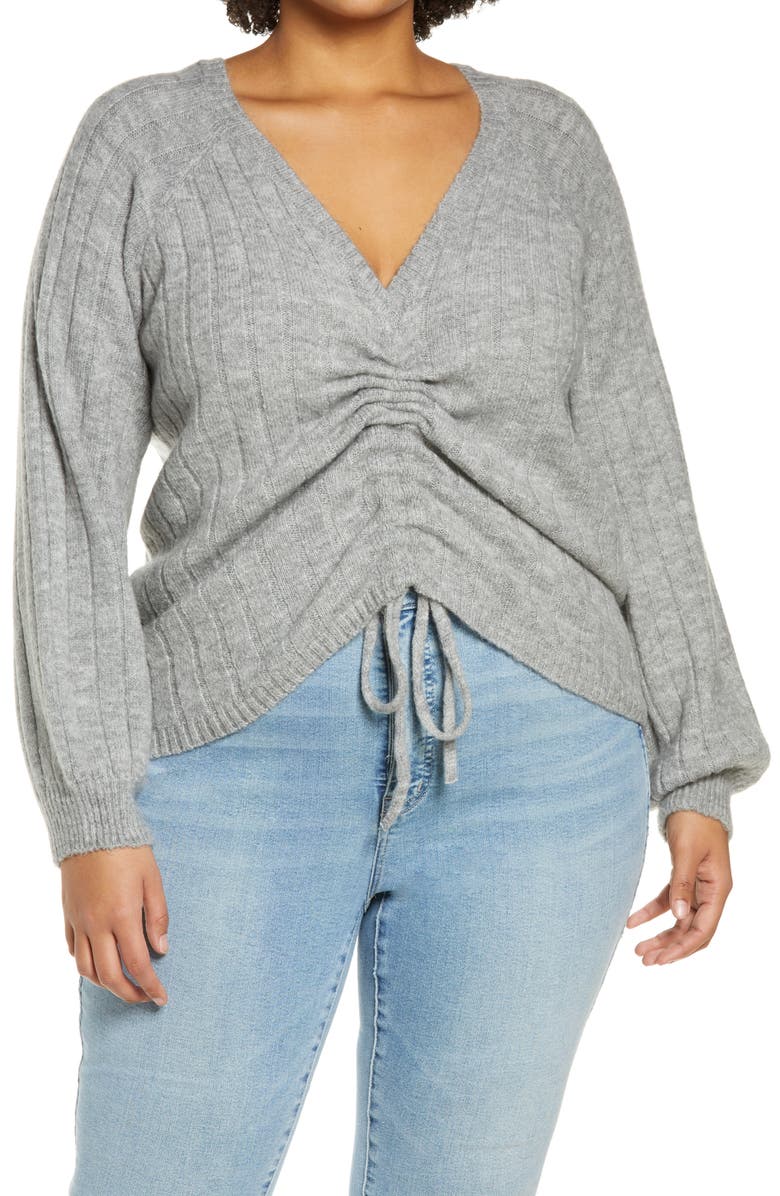 VERO MODA CURVE Kaylee V-Neck Sweater, Main, color, 