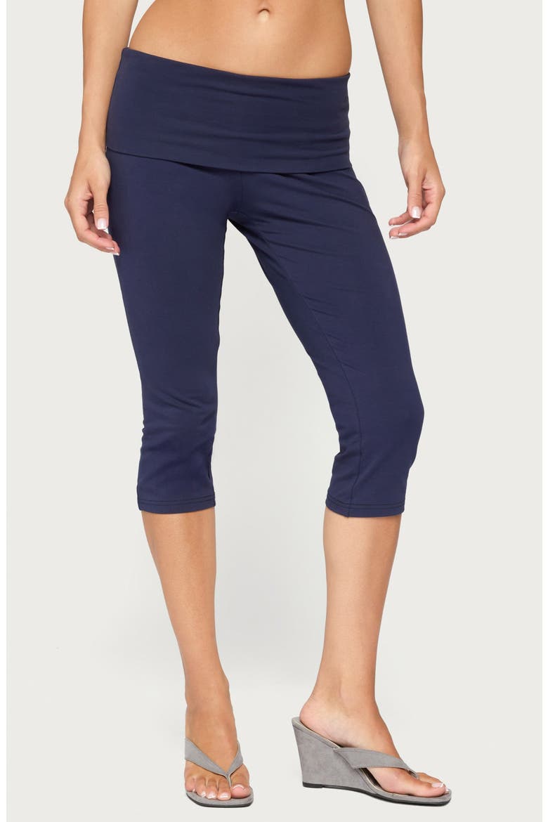 Rocio Foldover Capri Pants, Alternate, color, NAVY