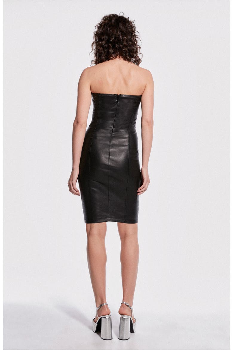 Revenge Stretch Leather Dress, Alternate, color, Black