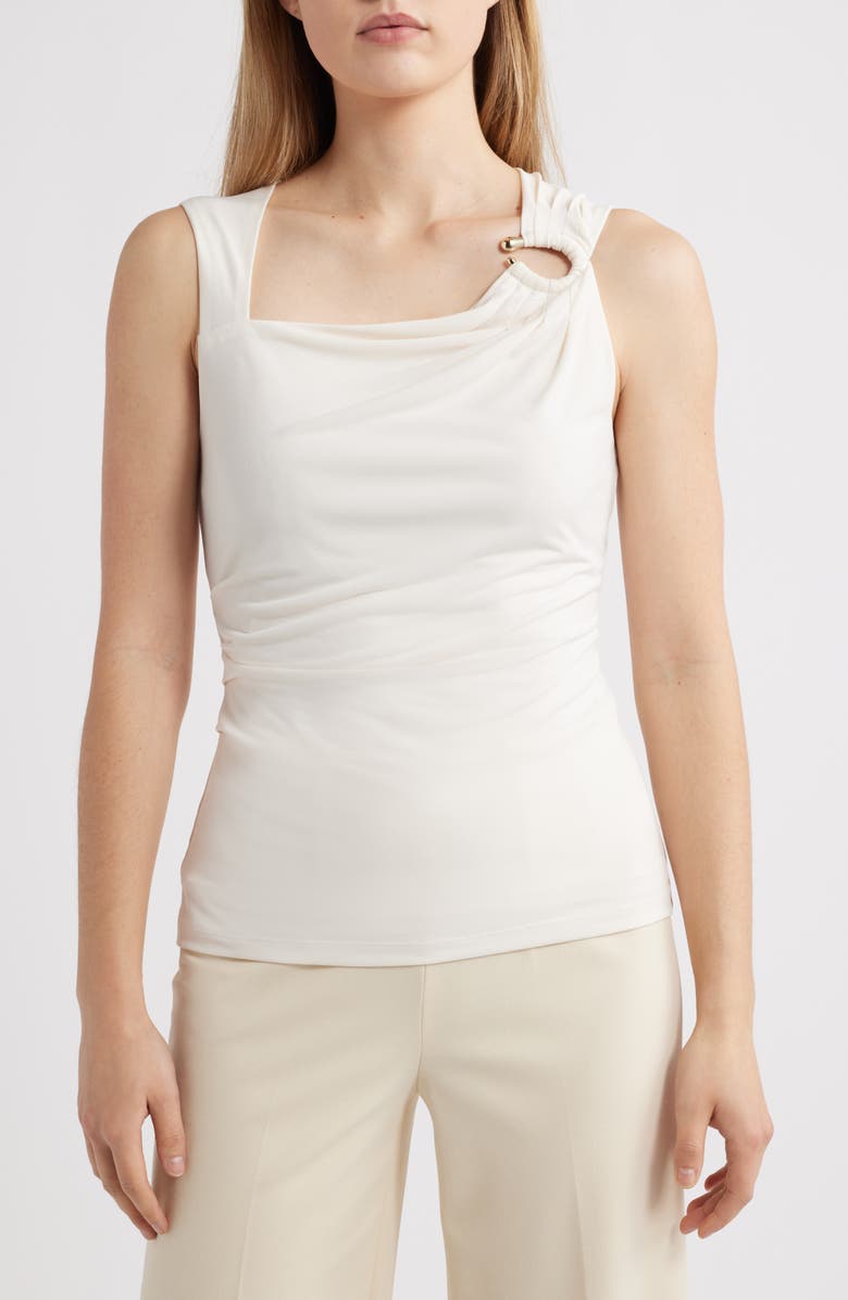Anne Klein Asymmetric Ruched Tank, Main, color,