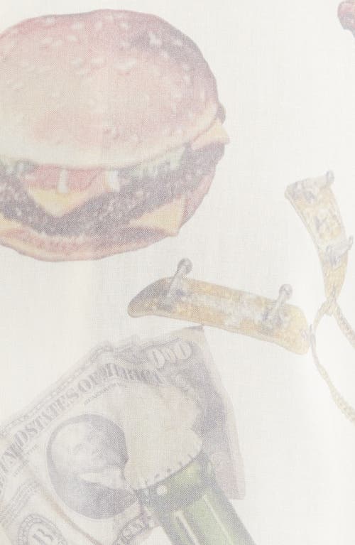 Icecream Lavish Snack Print Camp Shirt In White