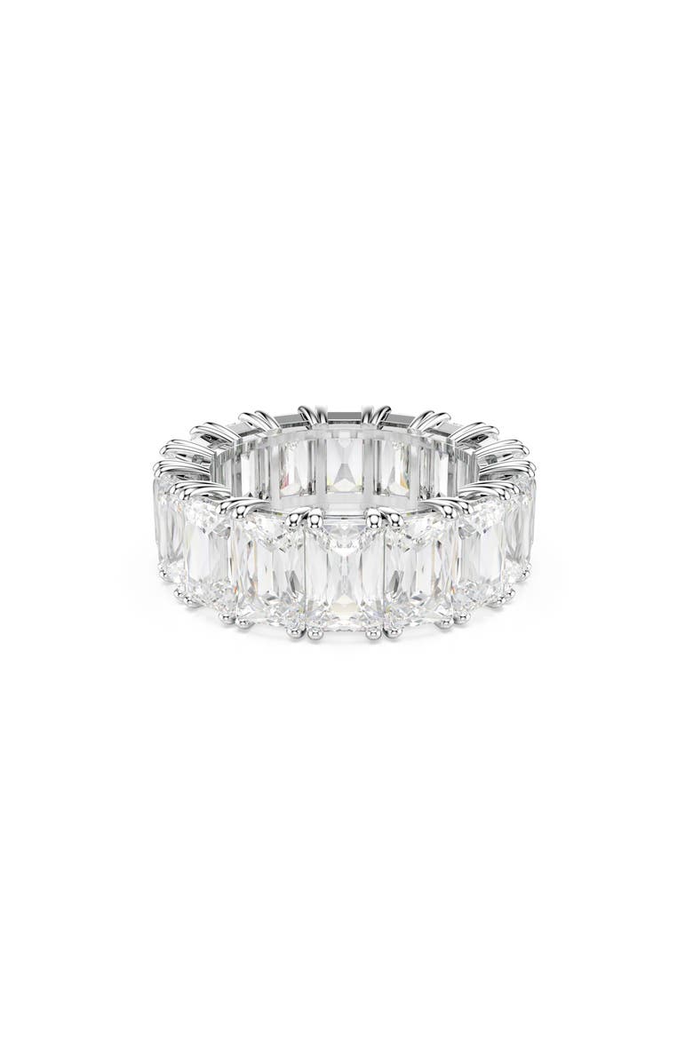 Matrix Baguette Crystal Eternity Ring, Main, color, WHITE GOLD