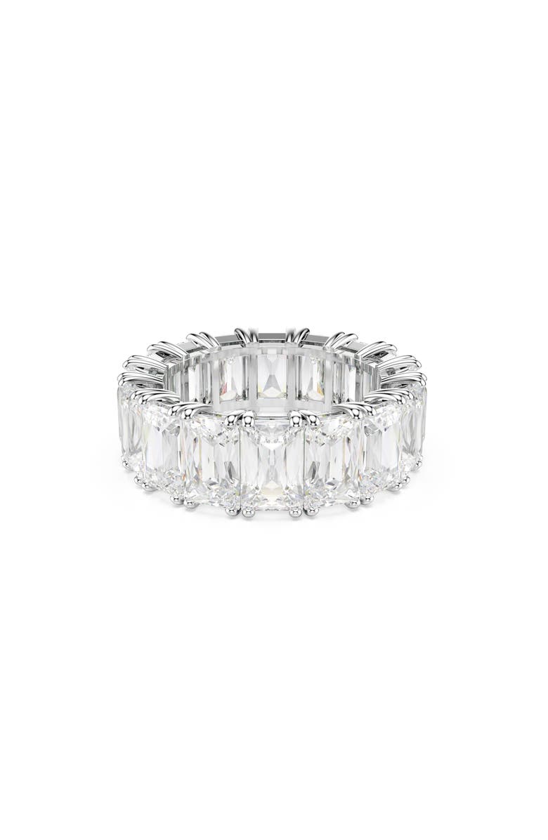 Swarovski Matrix Baguette Crystal Eternity Ring, Main, color, White Gold