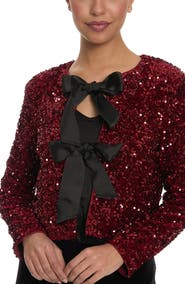 Maggy London Double Bow Sequin Jacket