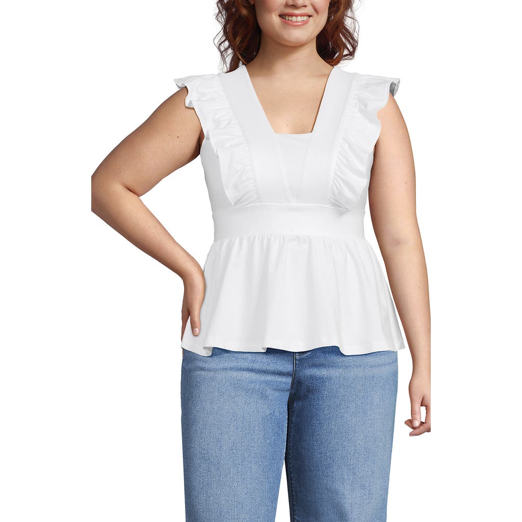 LANDS' END LANDS' END PLUS SIZE LIGHTWEIGHT JERSEY RUFFLE PEPLUM TOP