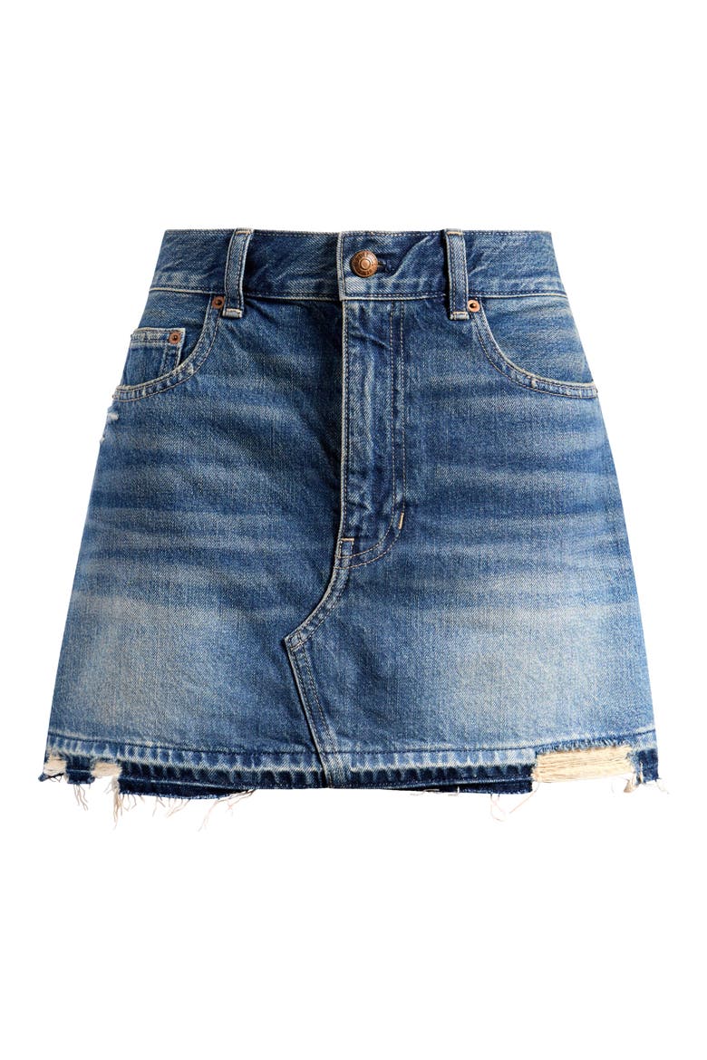 Postage Stamp Denim Mini Skirt, Alternate, color, CROSWELL WASH