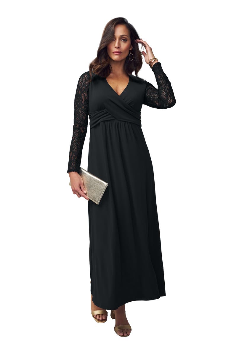 Jessica London Lace Sweetheart Dress, Main, color, Black