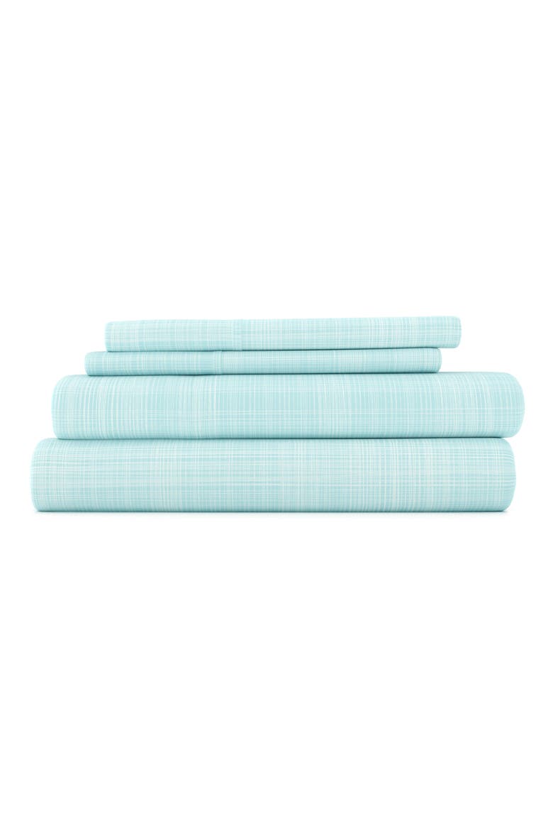 HOME SPUN Premium Ultra Soft Thatch 4-Piece Bed Sheet Set, Main, color, AQUA