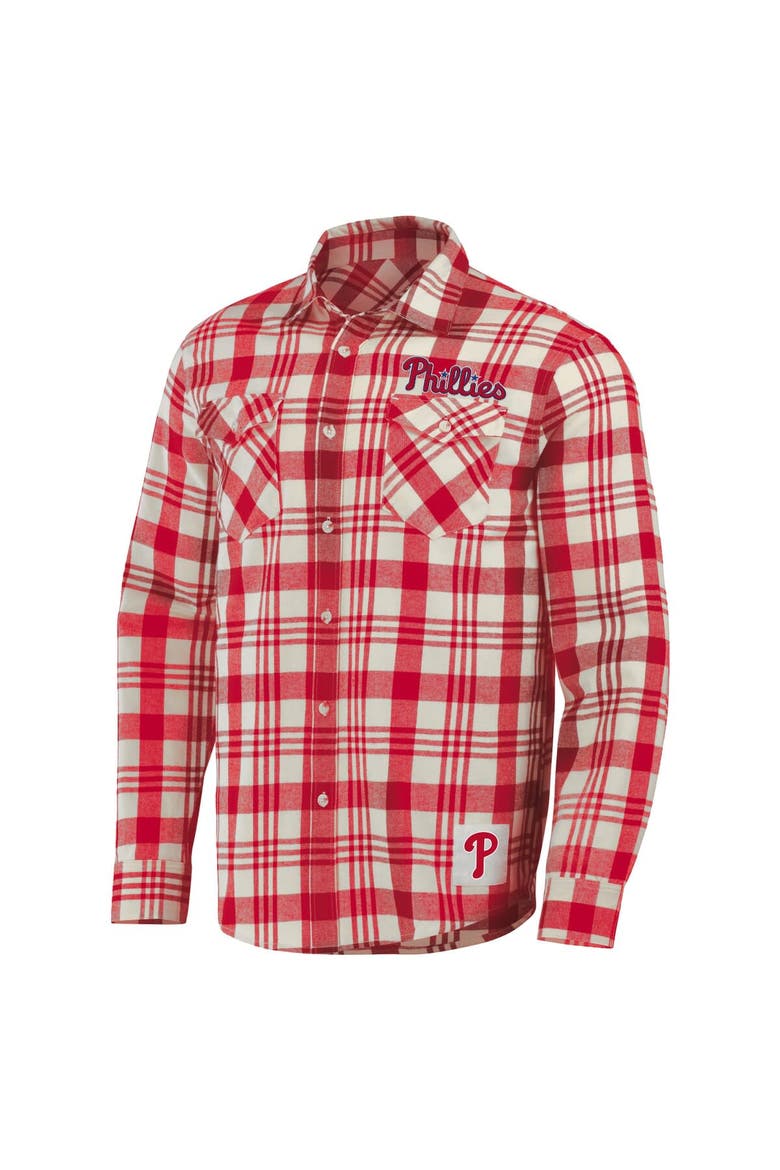Men's Darius Rucker Collection by Fanatics Red Philadelphia Phillies Plaid Flannel Button-Up Shirt, Alternate, color, Red