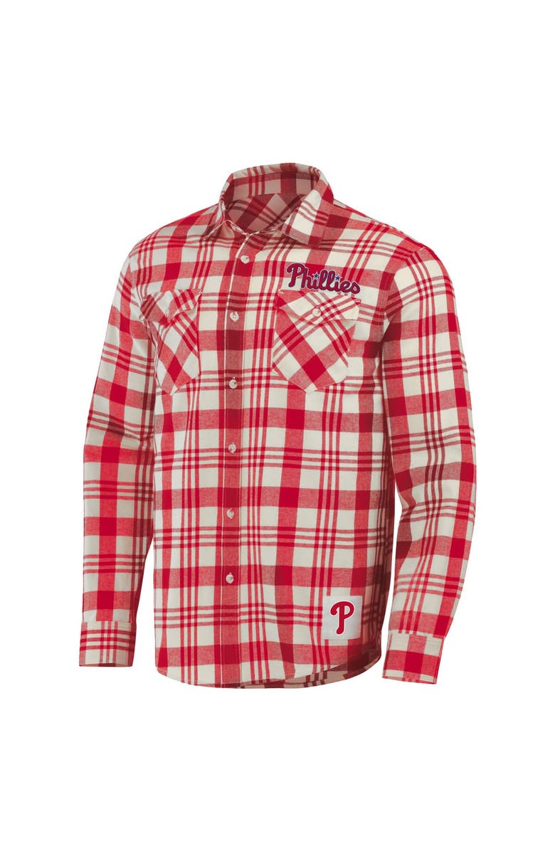Darius Rucker Collection by Fanatics Men's Darius Rucker Collection by Fanatics Red Philadelphia Phillies Plaid Flannel Button-Up Shirt, Alternate, color, Red