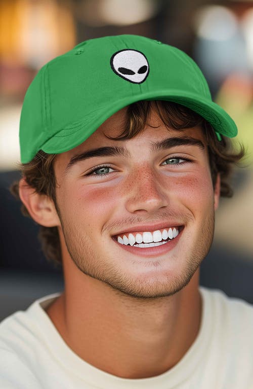 Dalix Alien Embroidered Classic Dad Cap In Kelly Green