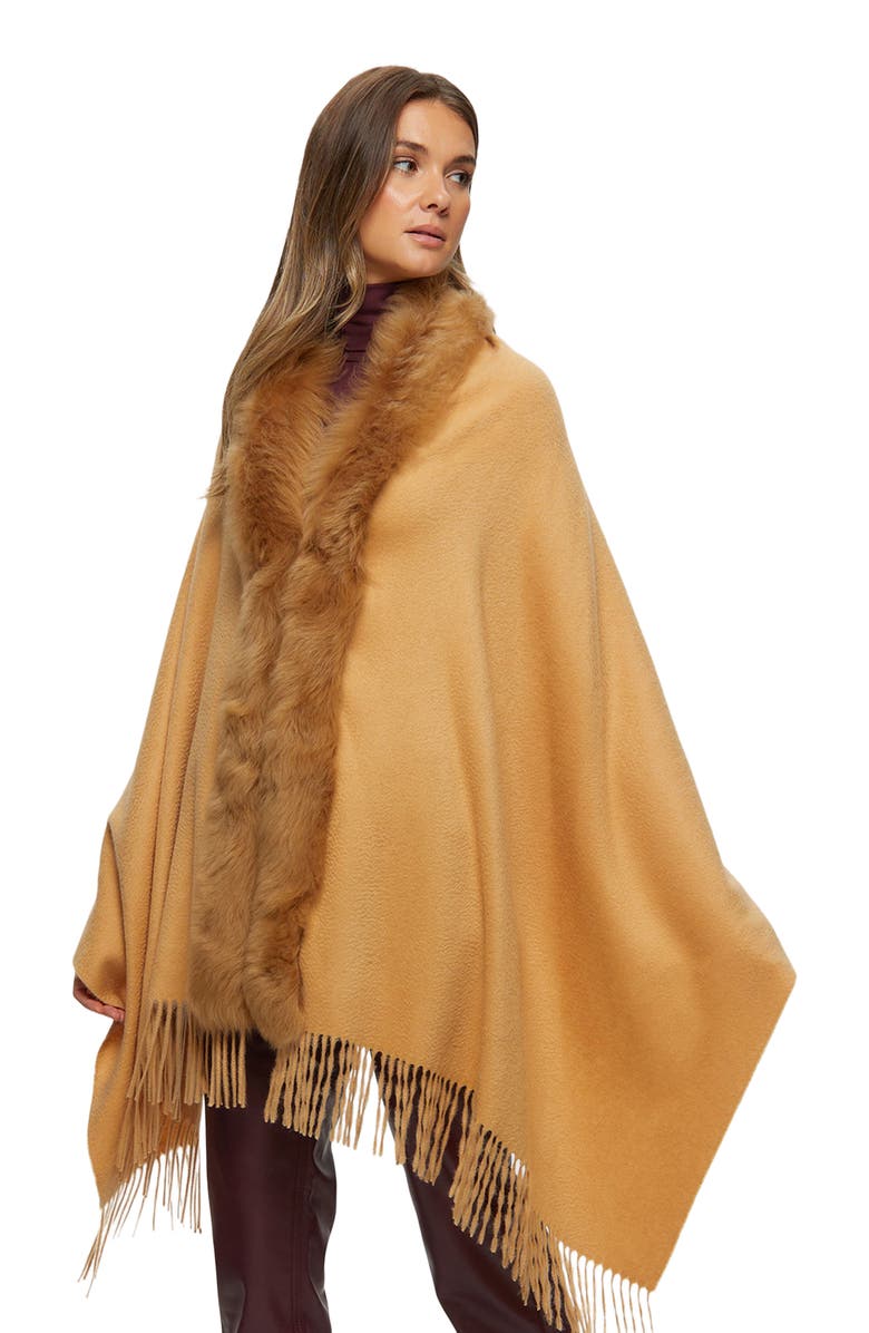 GORSKI Cashmere Stole With Trim, Alternate, color, Light Camel